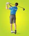 Man Wearing Golf Shirt and Shorts Mockup