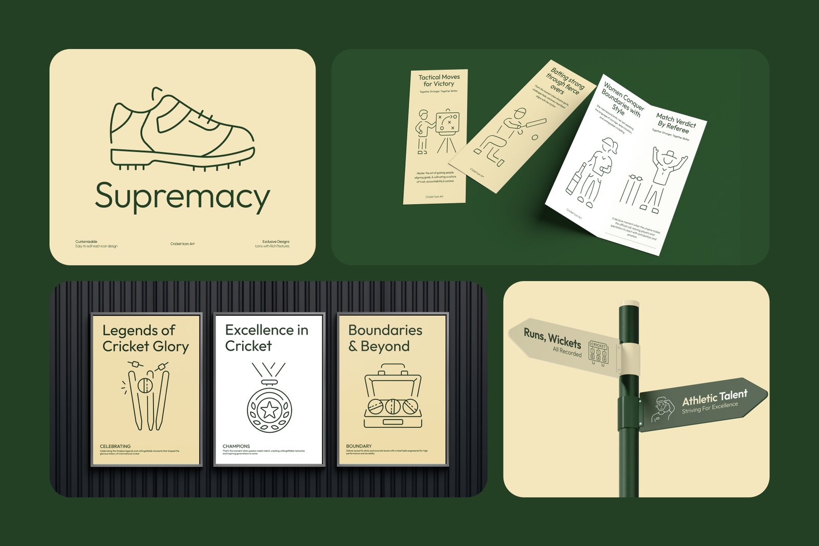 Cricket Icon Art Set