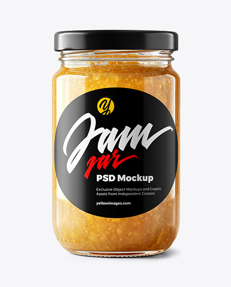 Glass Jar with White Grape Jam Mockup - Mockup shots