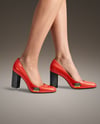 Block Heel Pumps on Woman's Legs Mockup