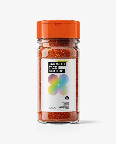 Clear Glass Jar with Taco Seasoning Mockup - Realistic mockups