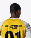 Afro-American Man Wearing Raglan Soccer Jersey and Shorts Mockup