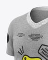 Kids Heather V-Neck T-Shirt Mockup - Half Side View