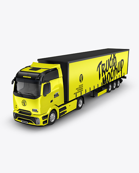 Semi Trailer Truck Mockup - Half Side View - Vehicle wrap mockup