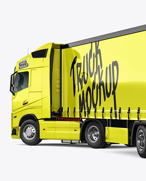 Semi Trailer Truck Mockup - Back Half Side View