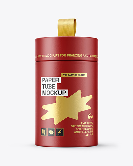 Matte Paper Tube with Pull Tab Mockup