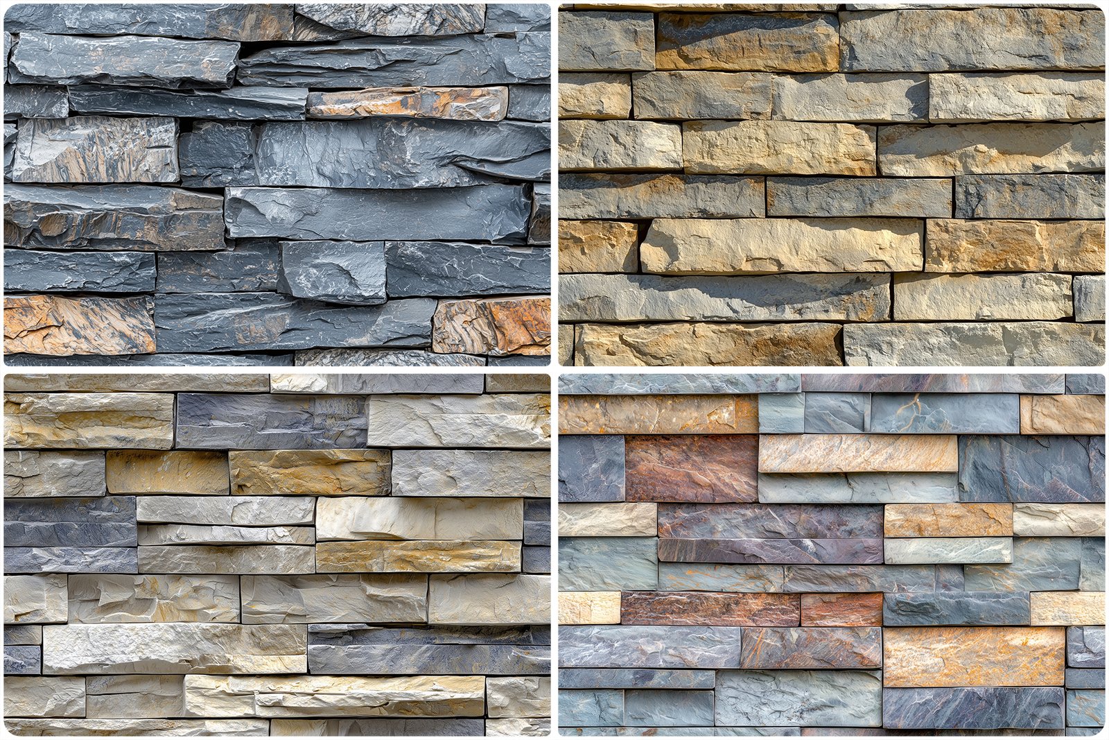 30 Stacked Stone Cladding Texture Backgrounds