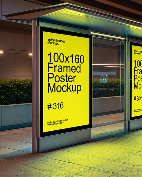 Bus Stop with Posters Mockup