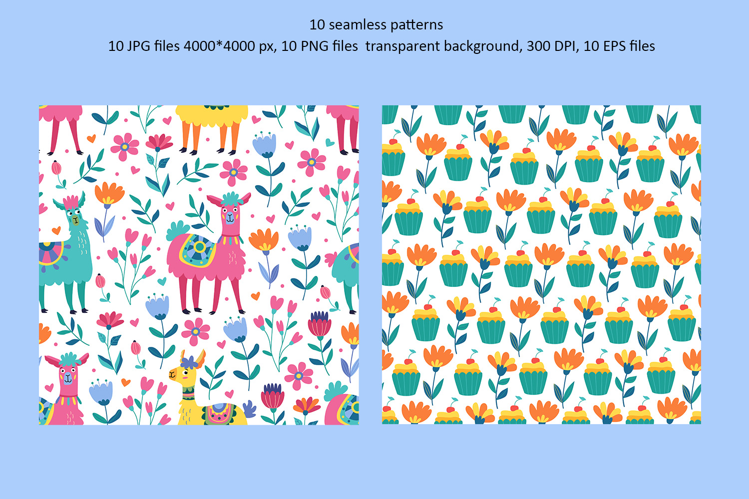 Funny Llamas Clipart and Pattern Collection