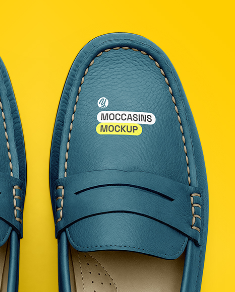 Pair of Women's Leather Moccasins Mockup
