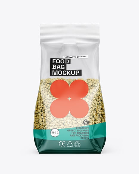 Transparent Package with Green Buckwheat Mockup - Cereal box mockup