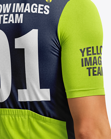 Man Wearing Cycling Jersey and Bib Shorts Mockup