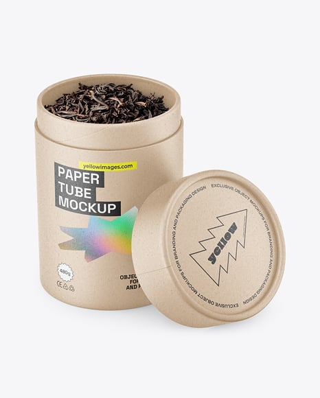 Kraft Paper Tube with Tea Mockup