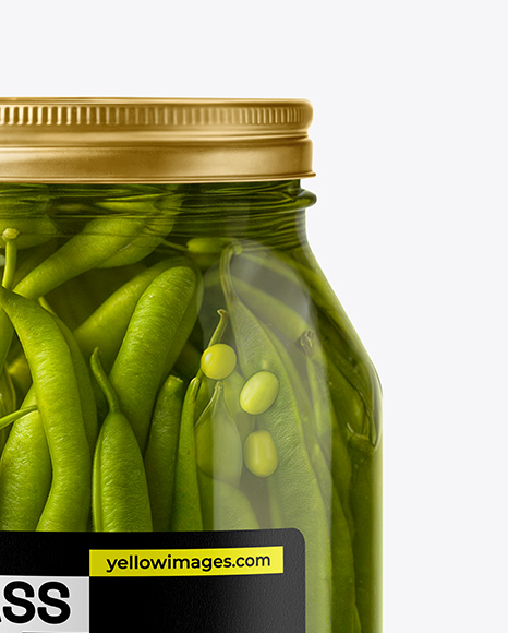 Clear Glass Jar with Pickled Green Beans Mockup