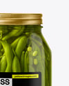 Clear Glass Jar with Pickled Green Beans Mockup
