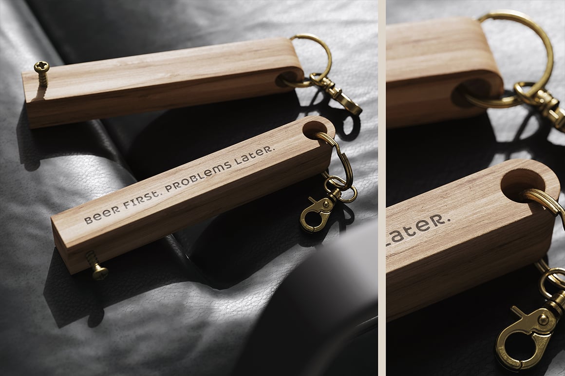 Wooden Bottle Opener with Screw Mockup