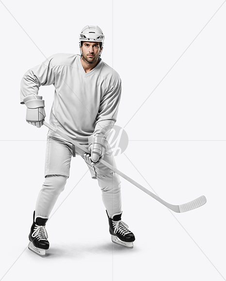 Man Wearing Full Ice Hockey Kit Mockup