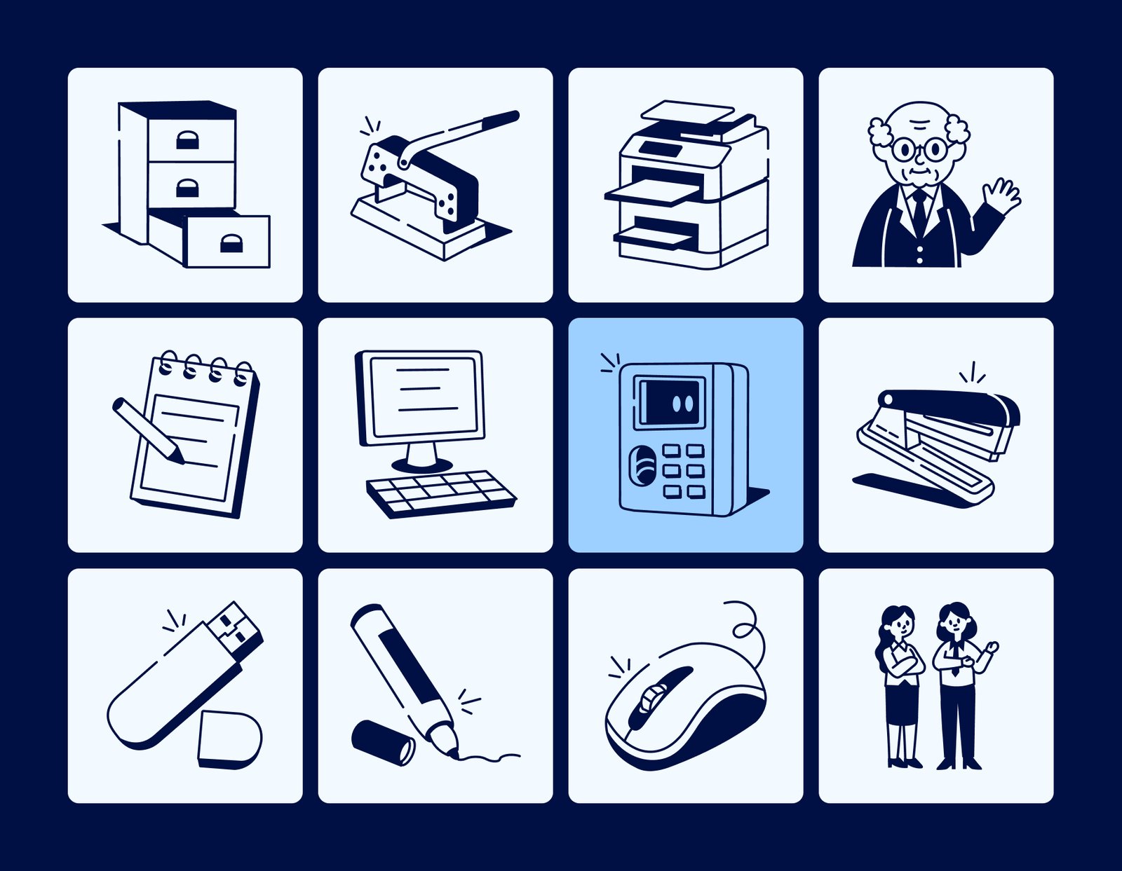 Office Work Drawing Art Set
