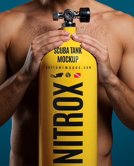 Man with Scuba Diving Tank Mockup