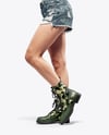 Combat Boots on Women's Legs with Jean Shorts Mockup