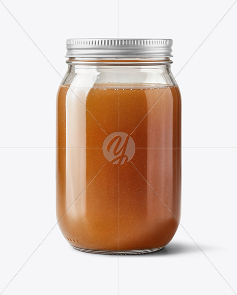 Glass Jar with Beef Bone Broth Mockup