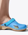 Pair of Clogs on Woman's Legs Mockup