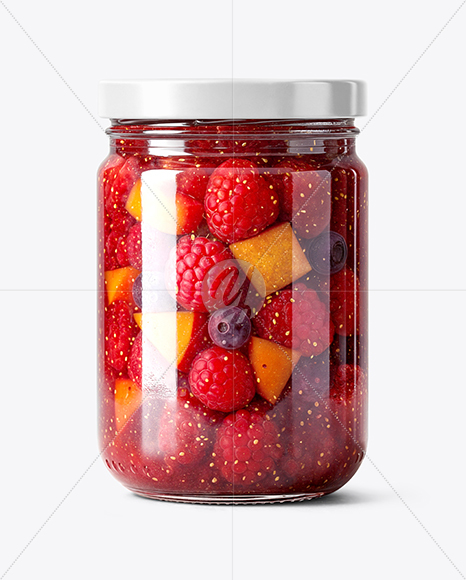Glass Jar with Mixed Fruits Preserves Mockup