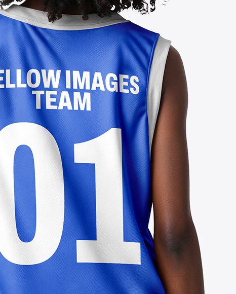 Black Woman with Afro Hairstyle Wearing Full Basketball Kit Mockup