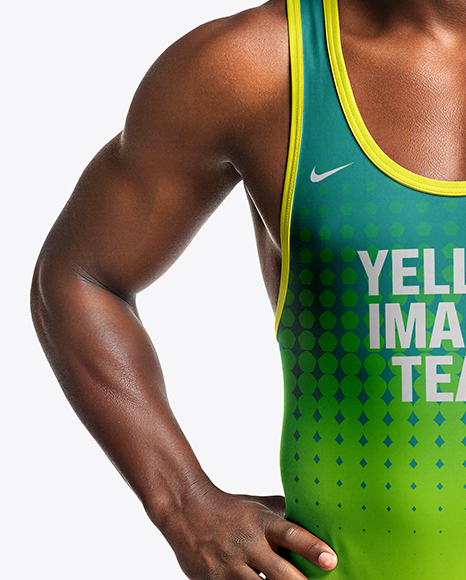 Afro-American Man Wearing Wrestling Uniform Mockup