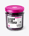 Clear Glass Jar with Blueberry Jam Mockup