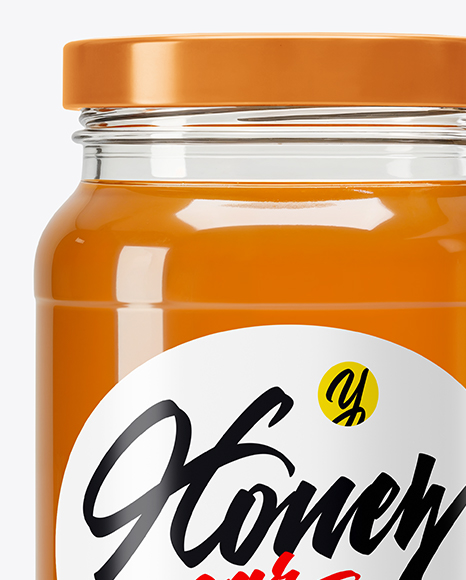 Glass Jar with Linden Honey Mockup