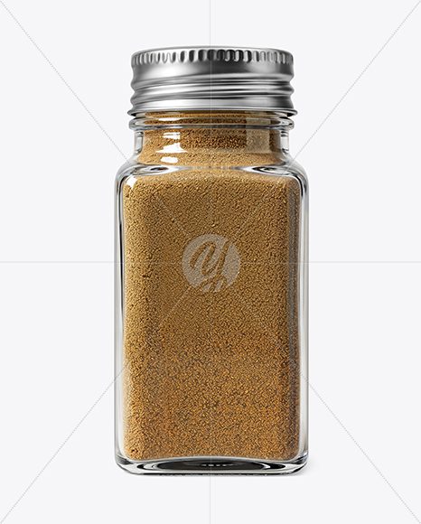 Square Glass Jar with Ground Cumin Mockup