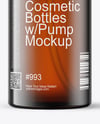 Amber Cosmetic Bottles with Pump Cap Mockup