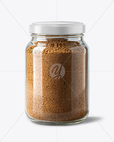 Clear Glass Jar with Ground Nutmeg Mockup