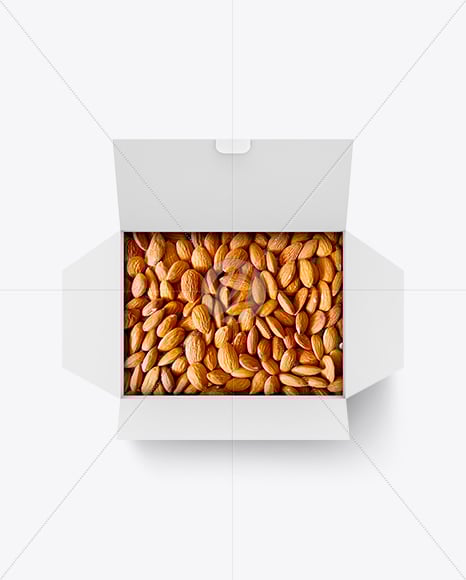 Opened Box With Almond Nuts Mockup