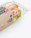 Clear Plastic Flow-Pack with Sandwich in Kraft Paper Sleeve Mockup