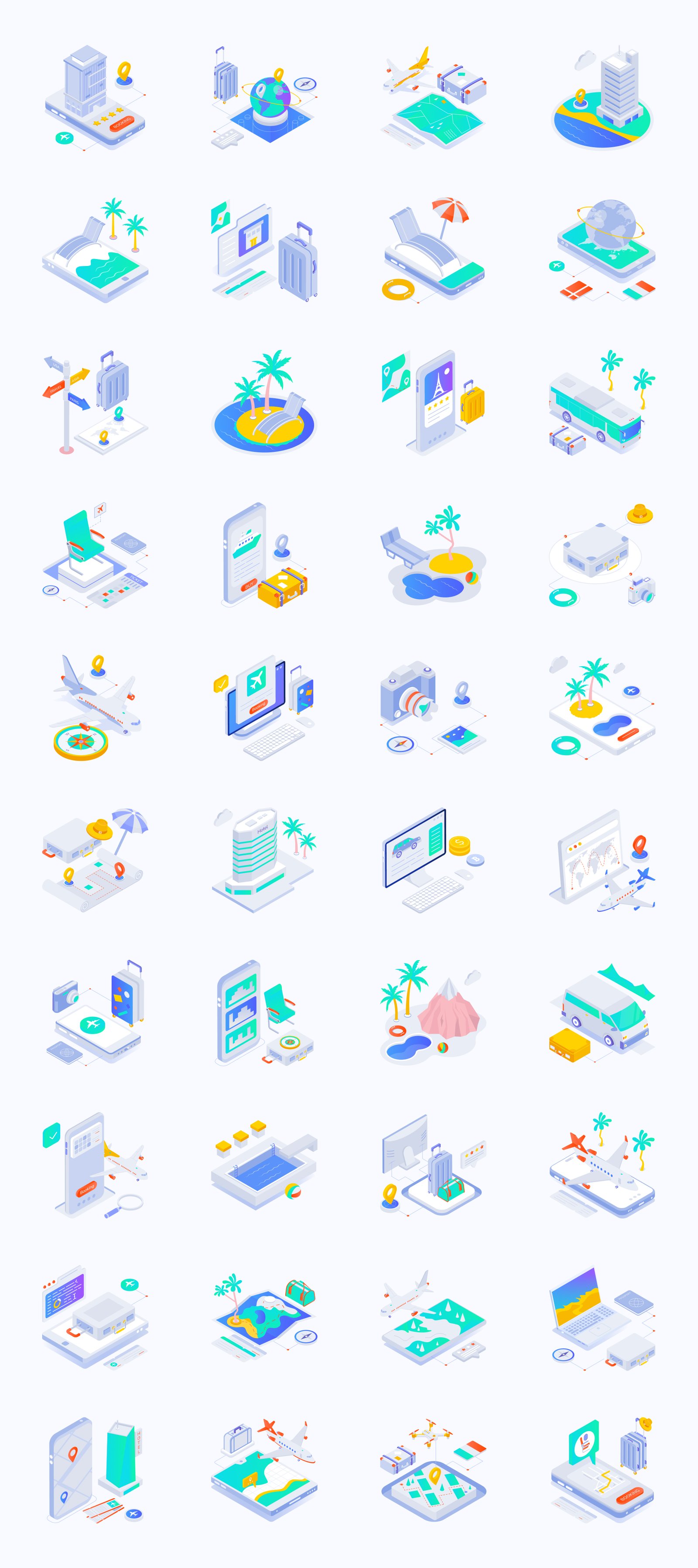 Travel Isometric Icons Pack