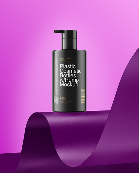 Plastic Cosmetic Bottles with Pump Cap Mockup - Snapback cap psd mockup