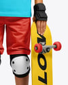 Boy in Protective Gear with Skateboard Mockup