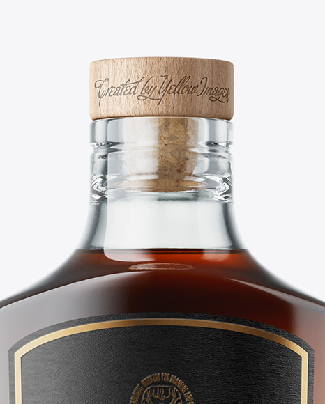 Black Rum Glass Bottle with Wooden Cap Mockup