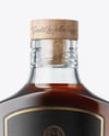 Black Rum Glass Bottle with Wooden Cap Mockup