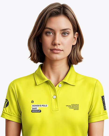 A Woman Wearing a Polo Shirt and Pants Mockup