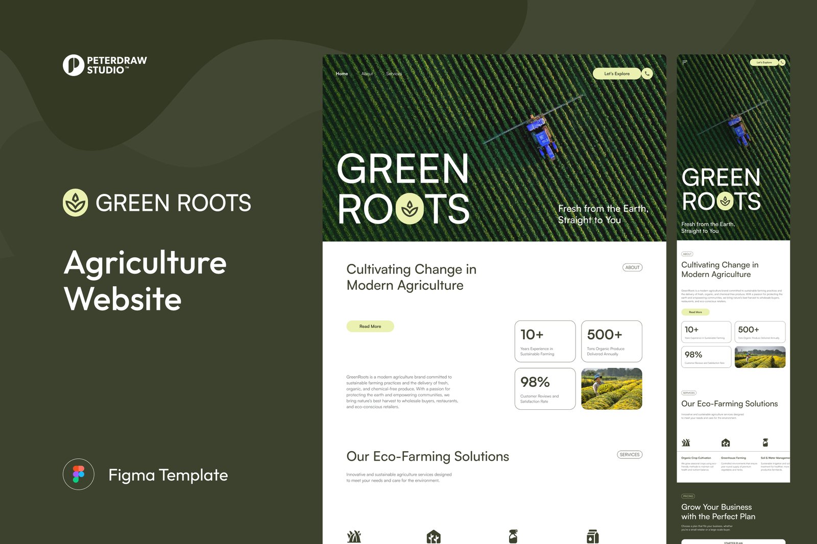 GreenRoots – Agriculture Website UI Figma Template