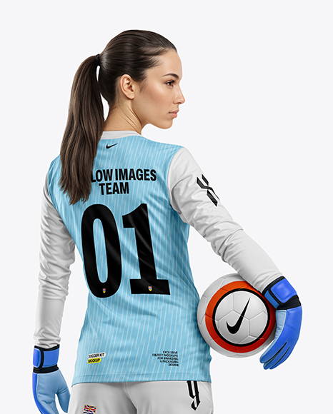 Female Soccer Goalkeeper Wearing Long Sleeve Jersey Mockup
