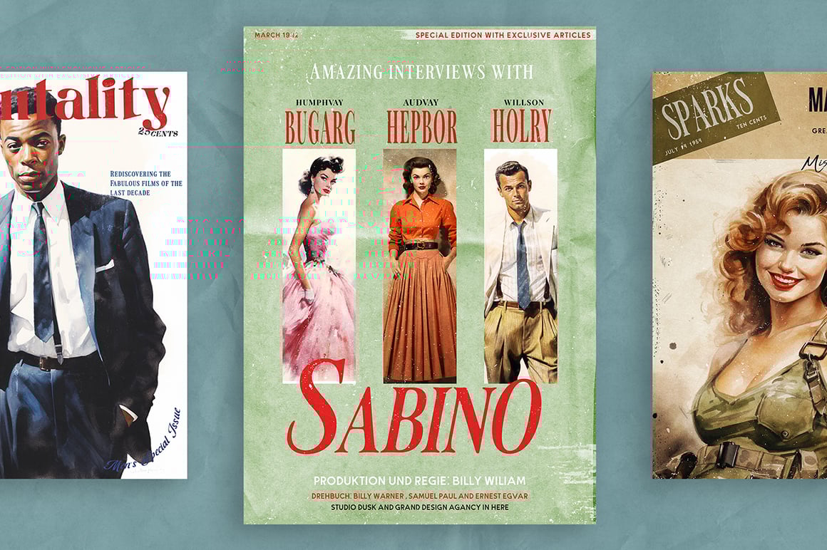 50&#039;s Magazine Cover Templates