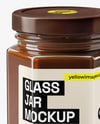 Glass Hexagonal Jar with Chocolate Fudge Sauce Mockup