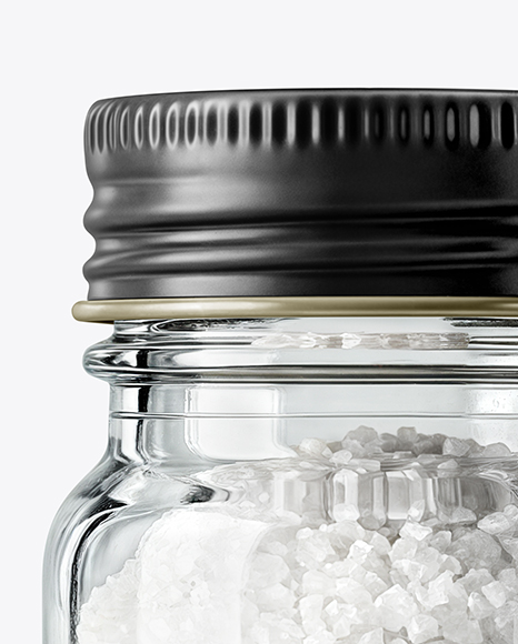 Glass Jar with Coarse Sea Salt Mockup