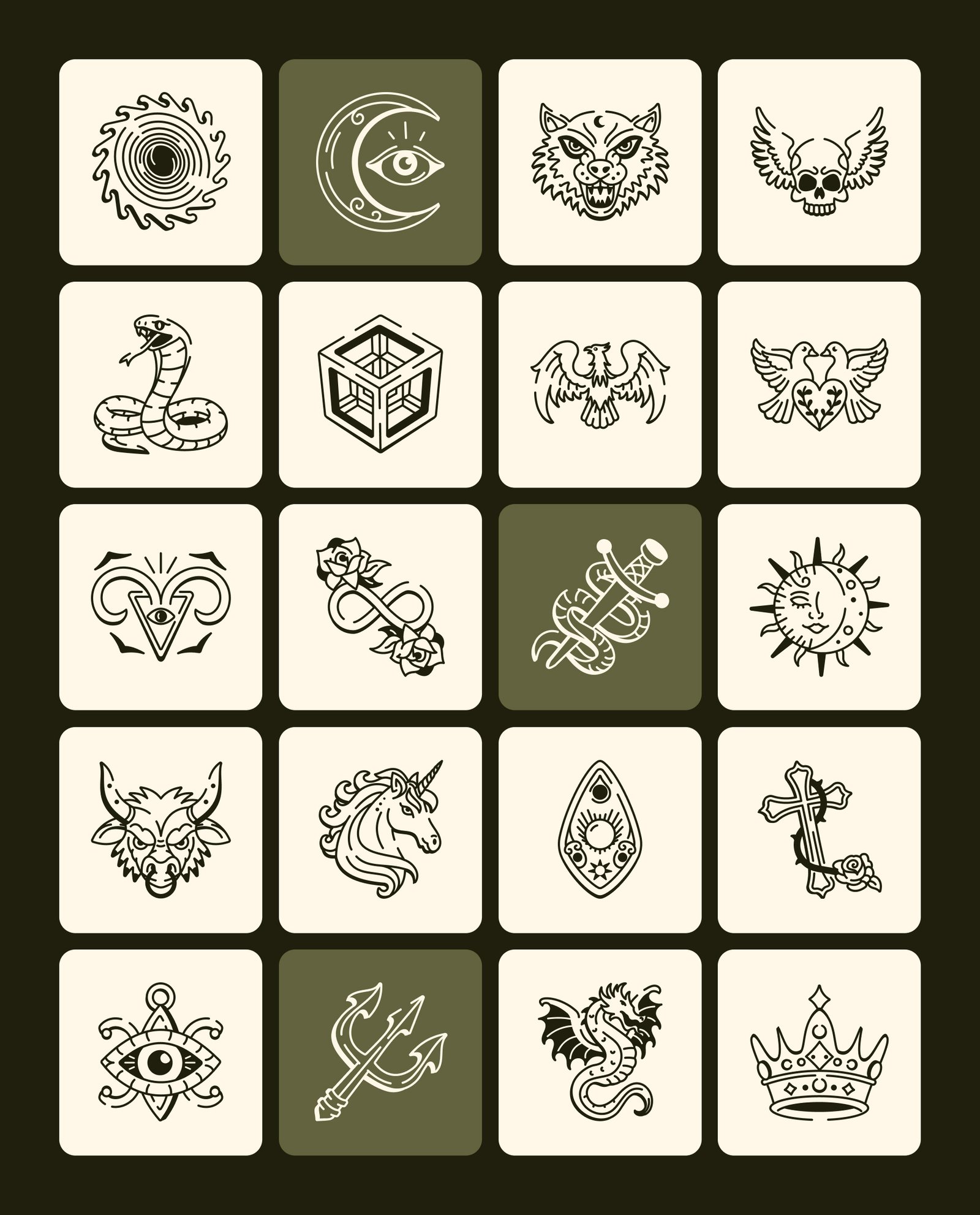 Hand Drawn Tattoos Art Set