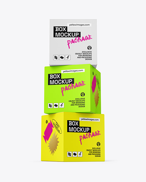 Three Paper Boxes Mockup