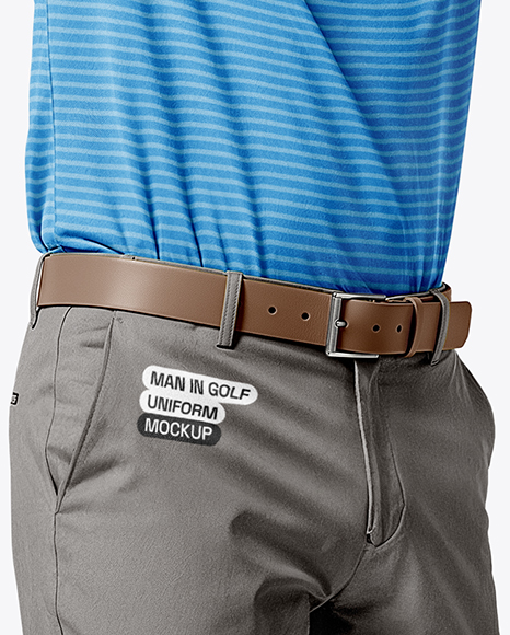 Man Wearing Golf Shirt and Shorts Mockup
